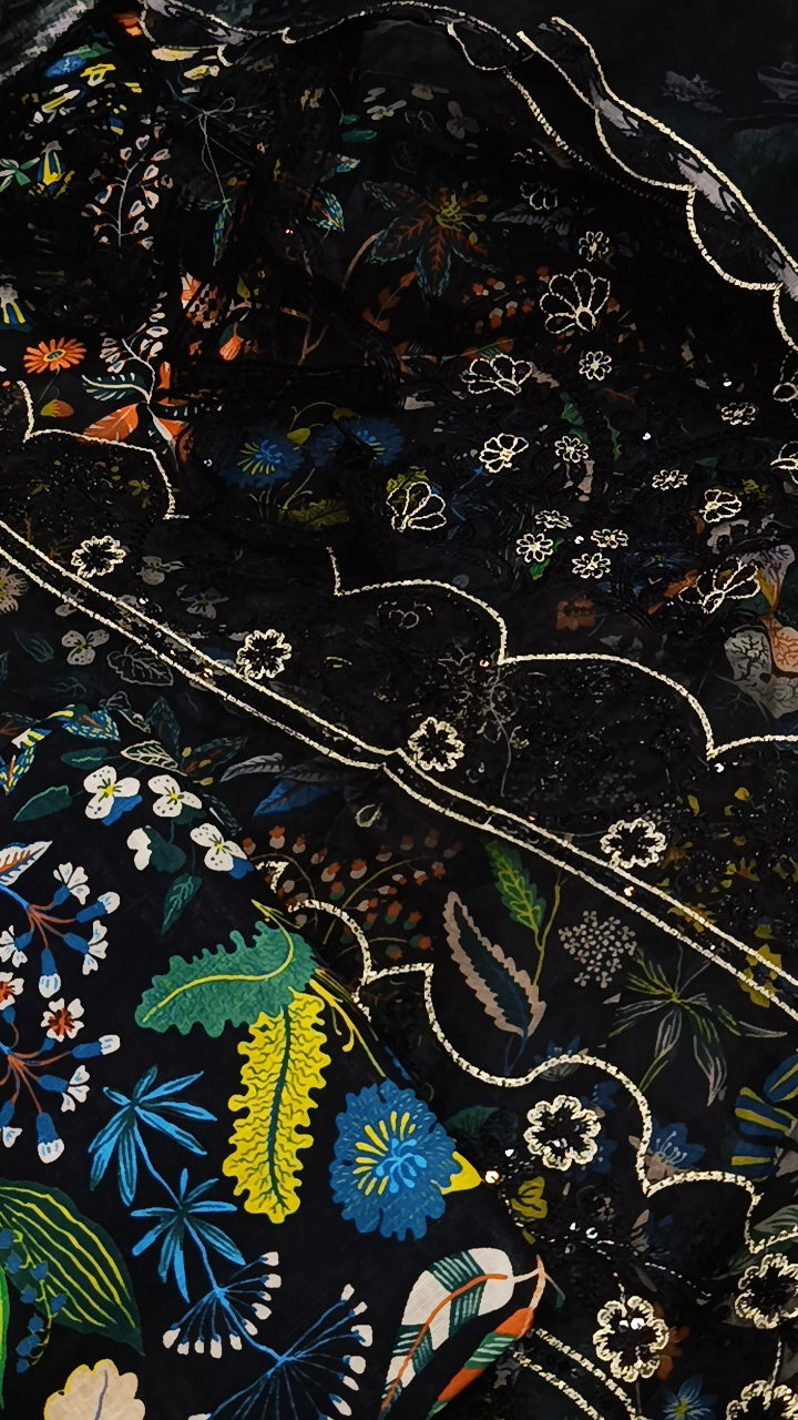 3pc khaddar midnight patch print