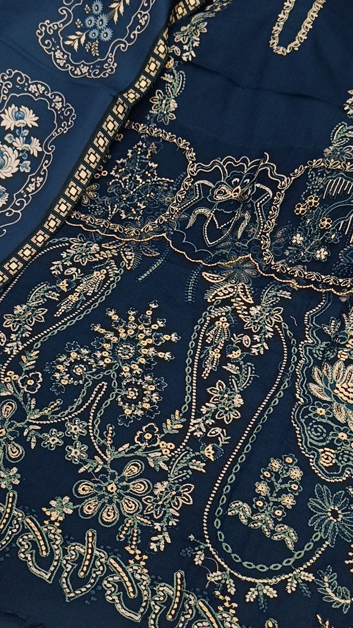 3pc jaan nisaar Zink blue dhnakh