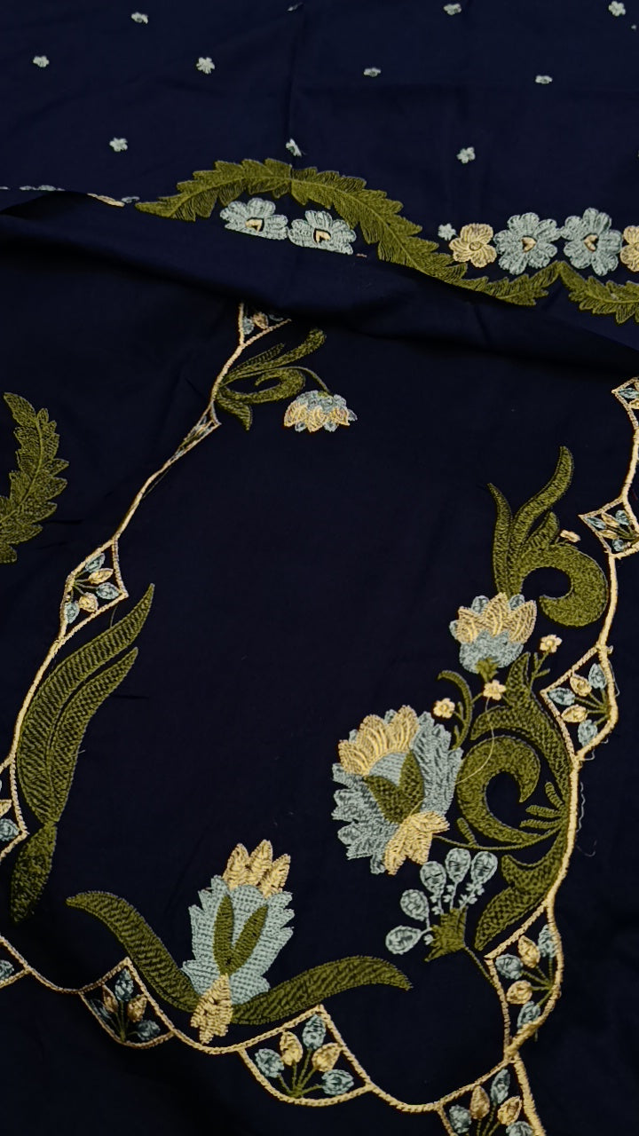 2pc lulusar kaftan silk navy blue