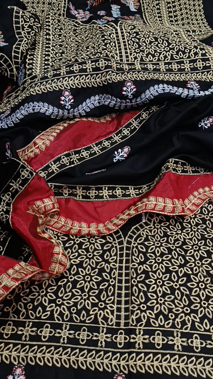 3pc zarnoor weave black dhnakh velvet shawl