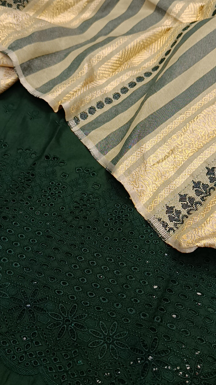 3pc nargisss green dhankh