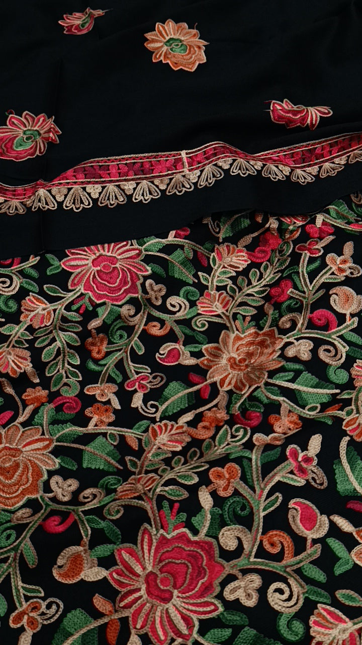 3pc classic black rangoli pashmina wool