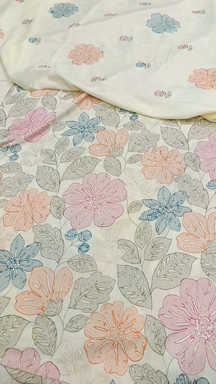 3pc off white khadija fancy Embroidered karandi