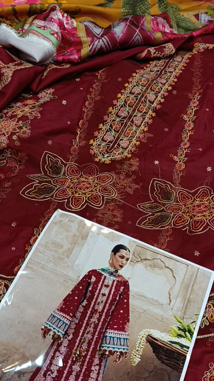 3pc chashme Bahar rehar mehroon