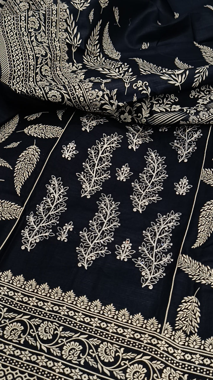 3pc maheshwari black dhankh