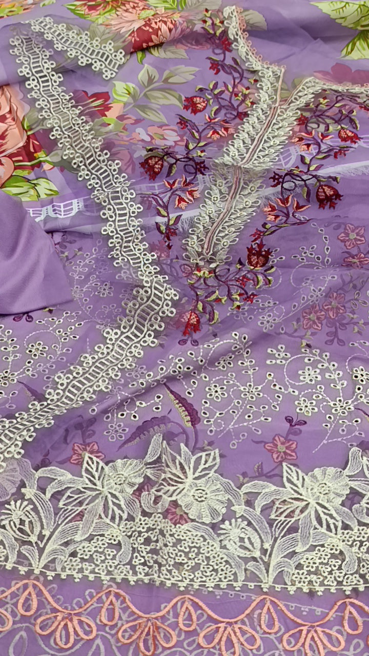 3pc Mushq lilac dhankh