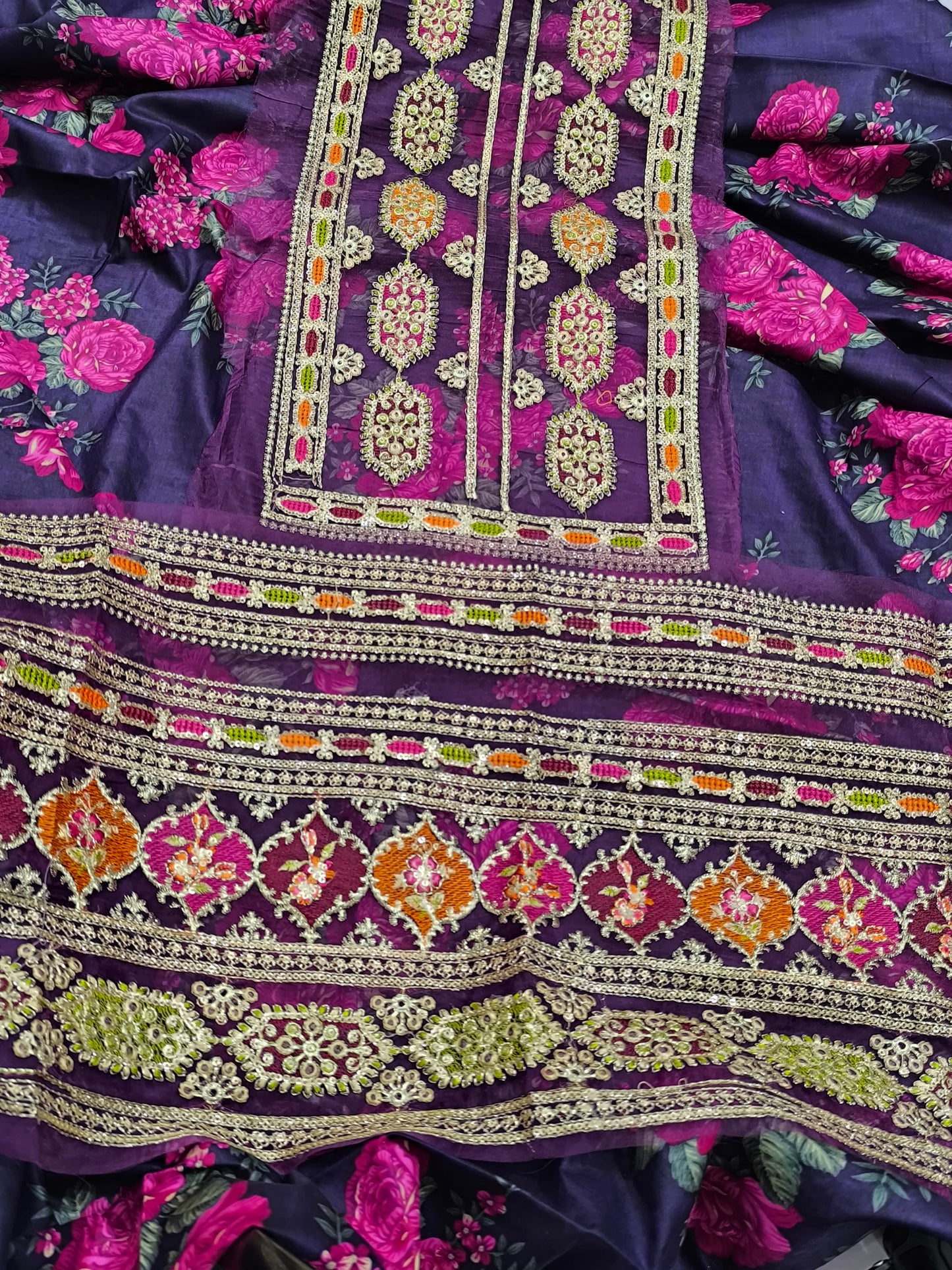 3PC Linen Dress Replica of Aneelas – SABYASACHI PURPLE