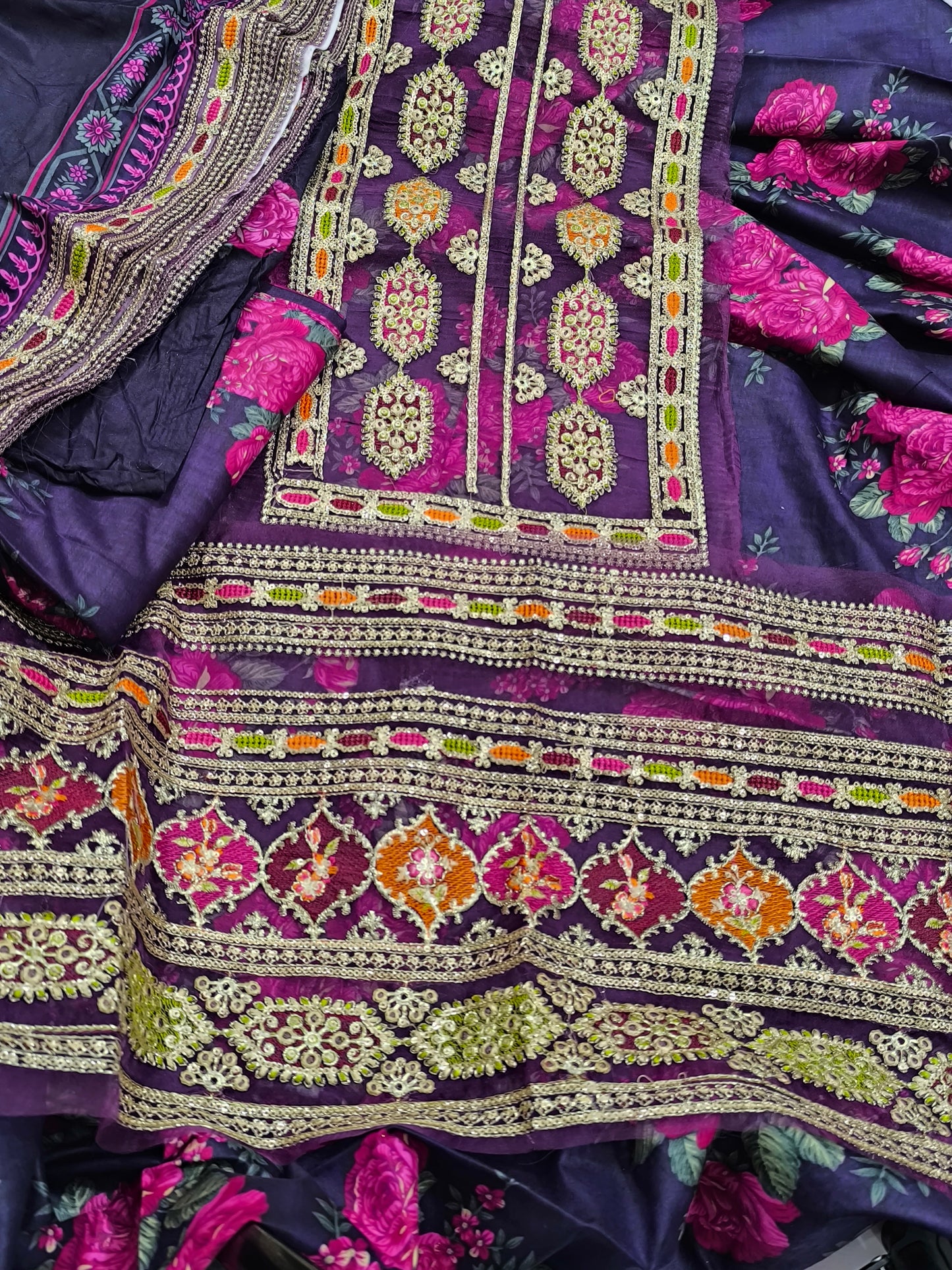 3PC Linen Dress Replica of Aneelas – SABYASACHI PURPLE