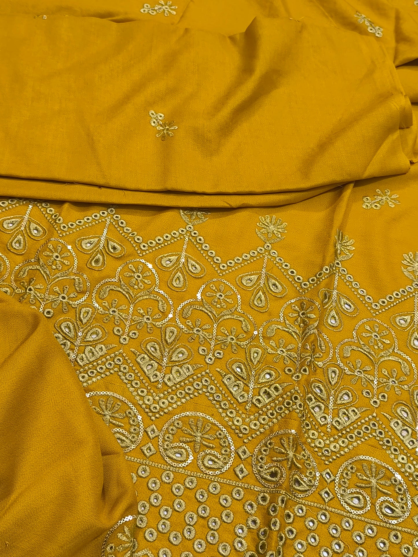 Elegant 3PC Dhanak Embroidered Suit for Women STRUCK GOLDEN