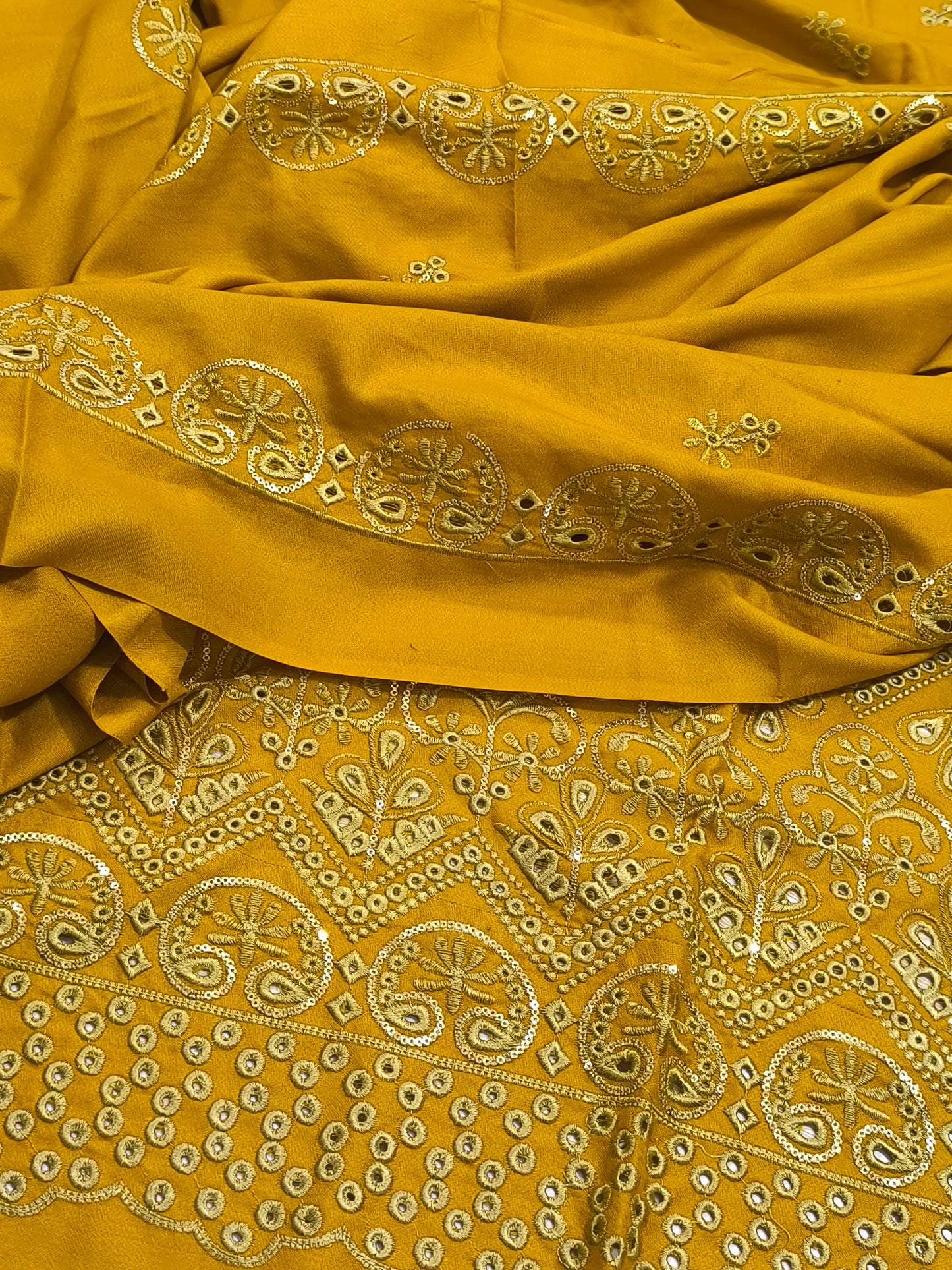 Elegant 3PC Dhanak Embroidered Suit for Women STRUCK GOLDEN