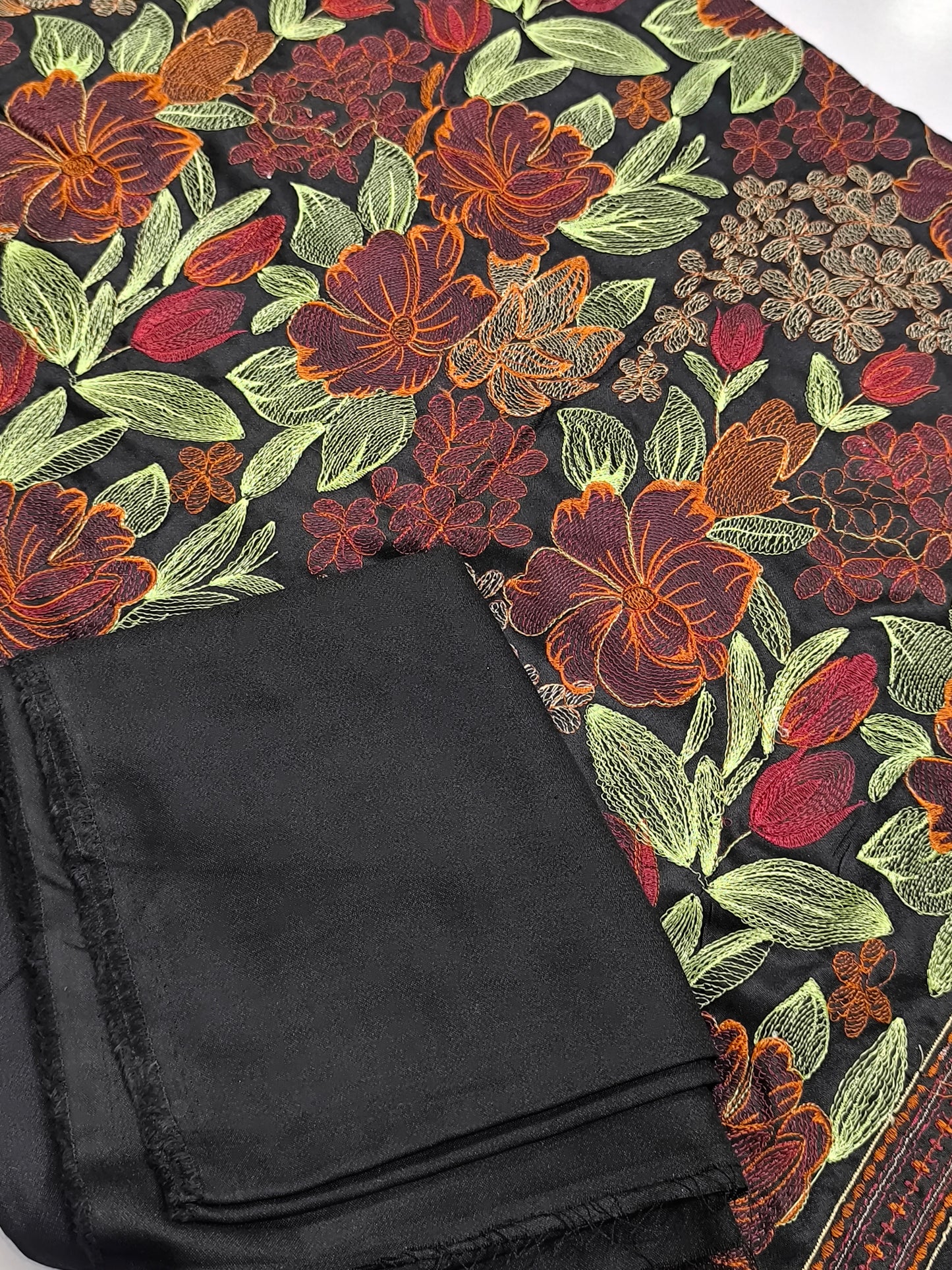Breeze 5 METER DHANAK WITH Heavy Embroidered Shawl PATA BLACK