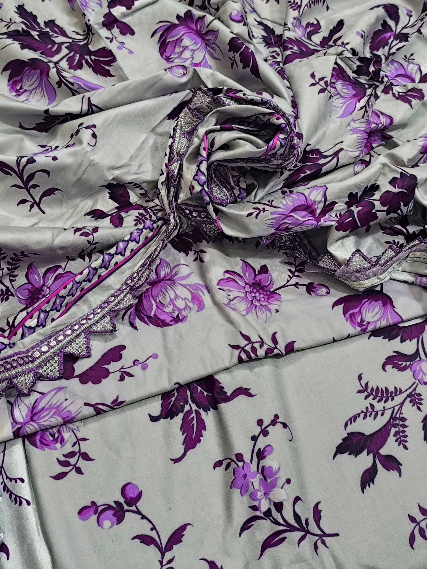 Aneela’s Replica 3PC Linen Dress for Women –LILAC LINEN