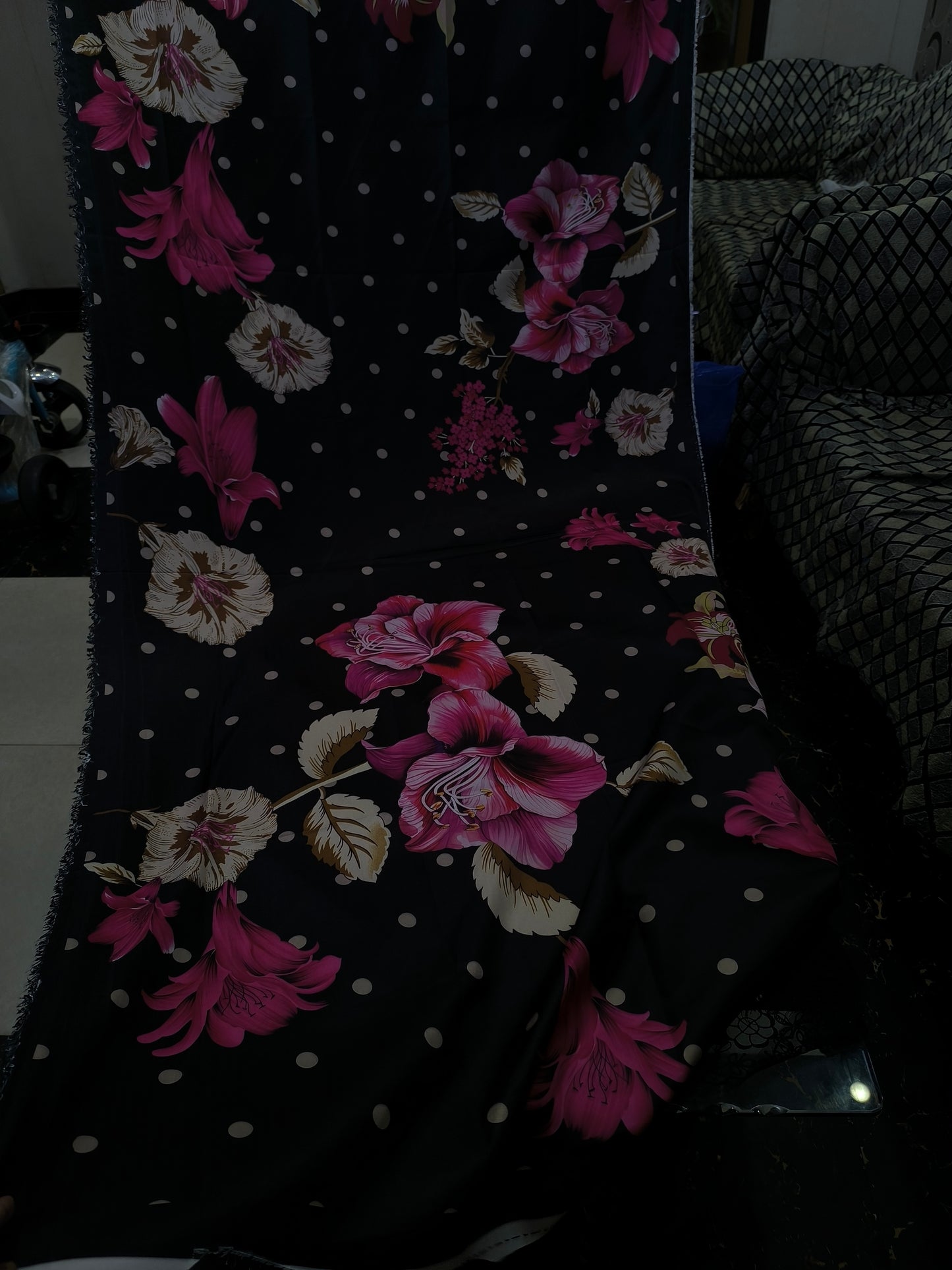 Iznik Inspired 3PC Chikankari Embroidered Dhanak Suit BLACK