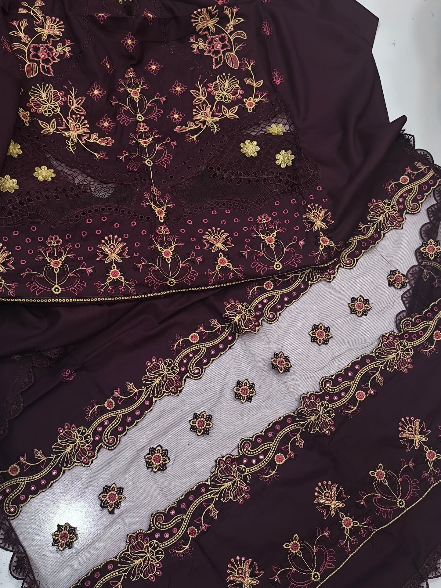 3PC LUXURY DHANAK TULIP PLUM