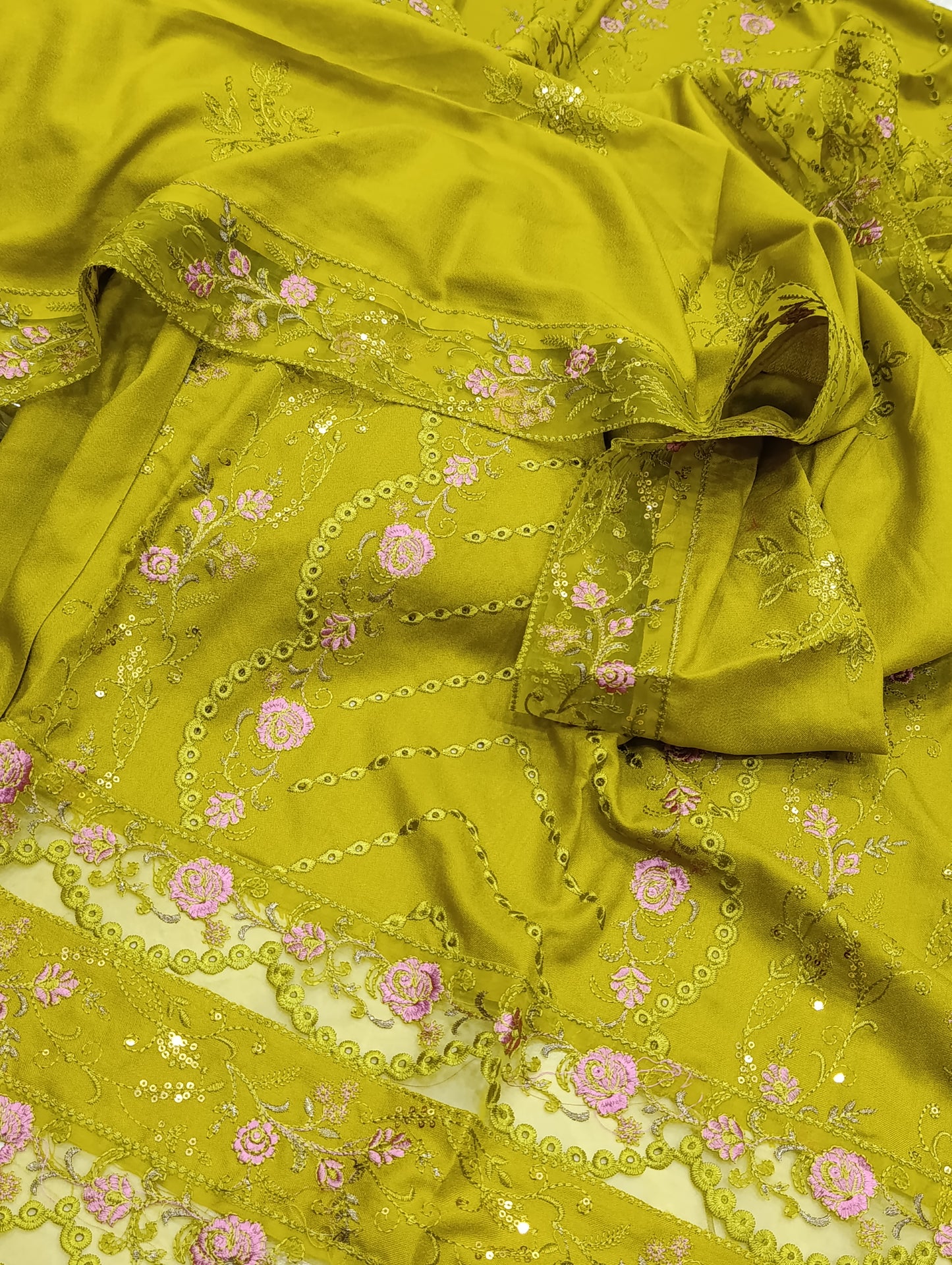 3PC LUXURY DHANAK 2 PATI ORGANZA DHANI