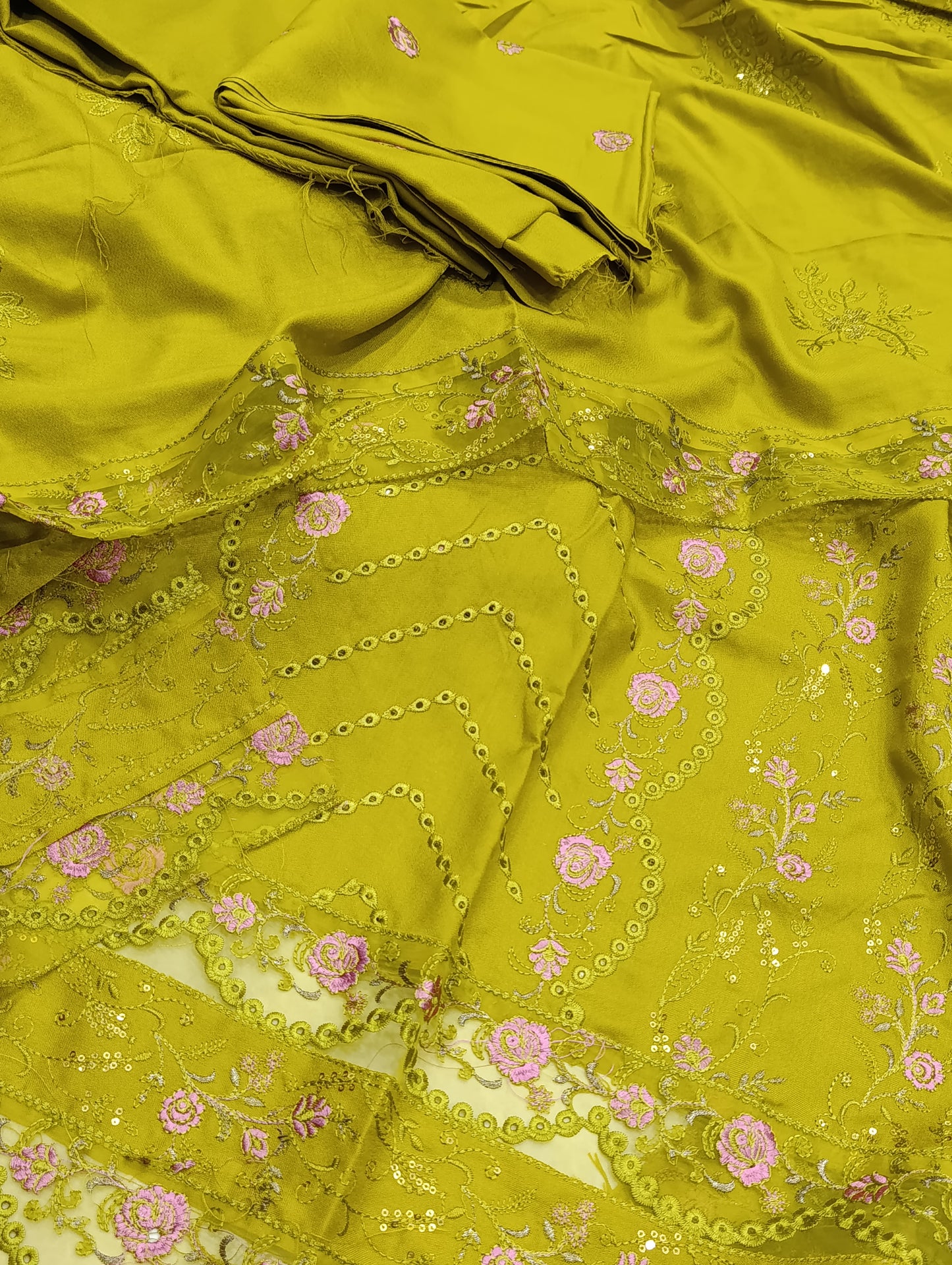 3PC LUXURY DHANAK 2 PATI ORGANZA DHANI