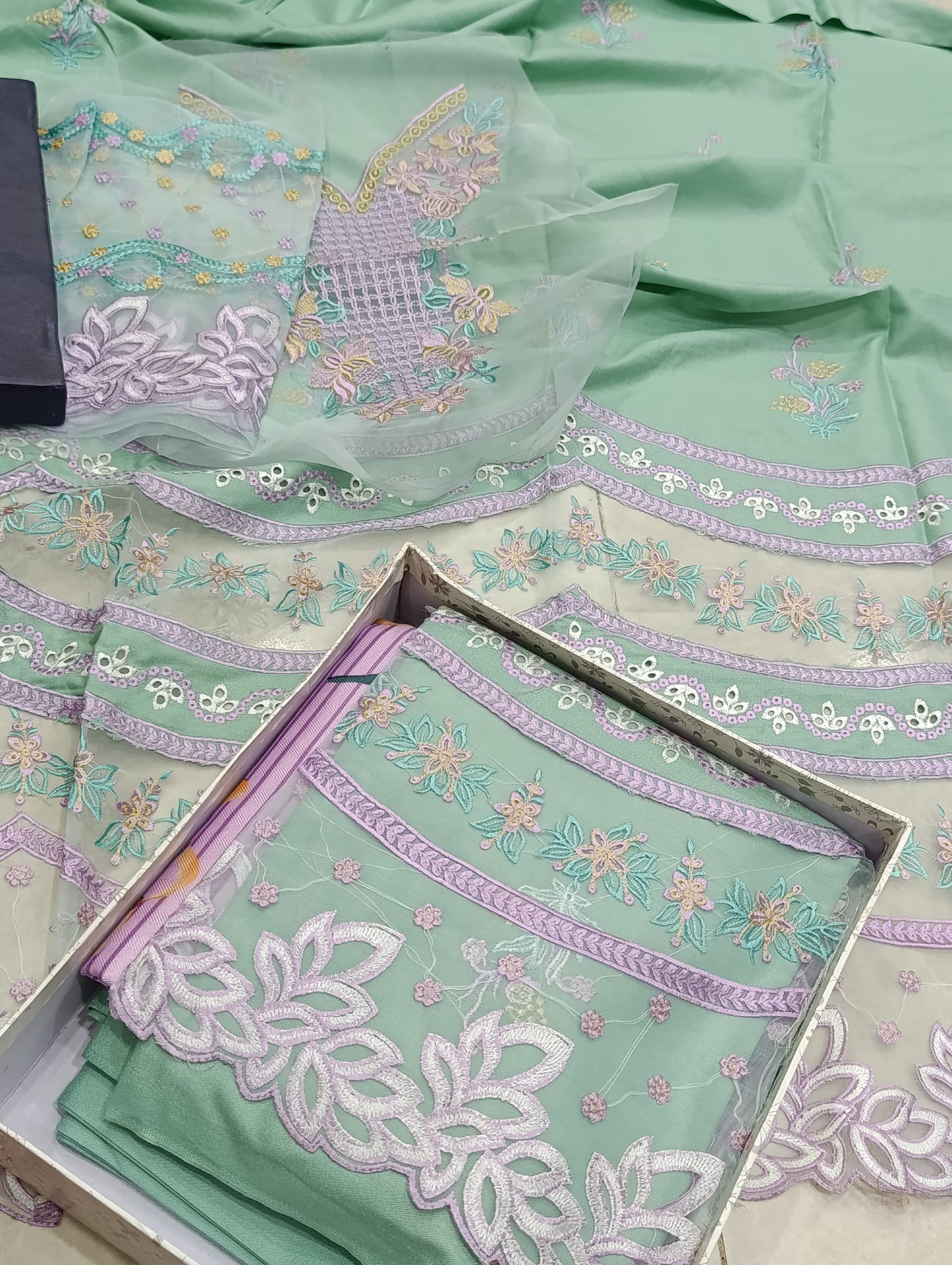 3PC LUXURY DHANAK RANGRASIYA TURQUISE