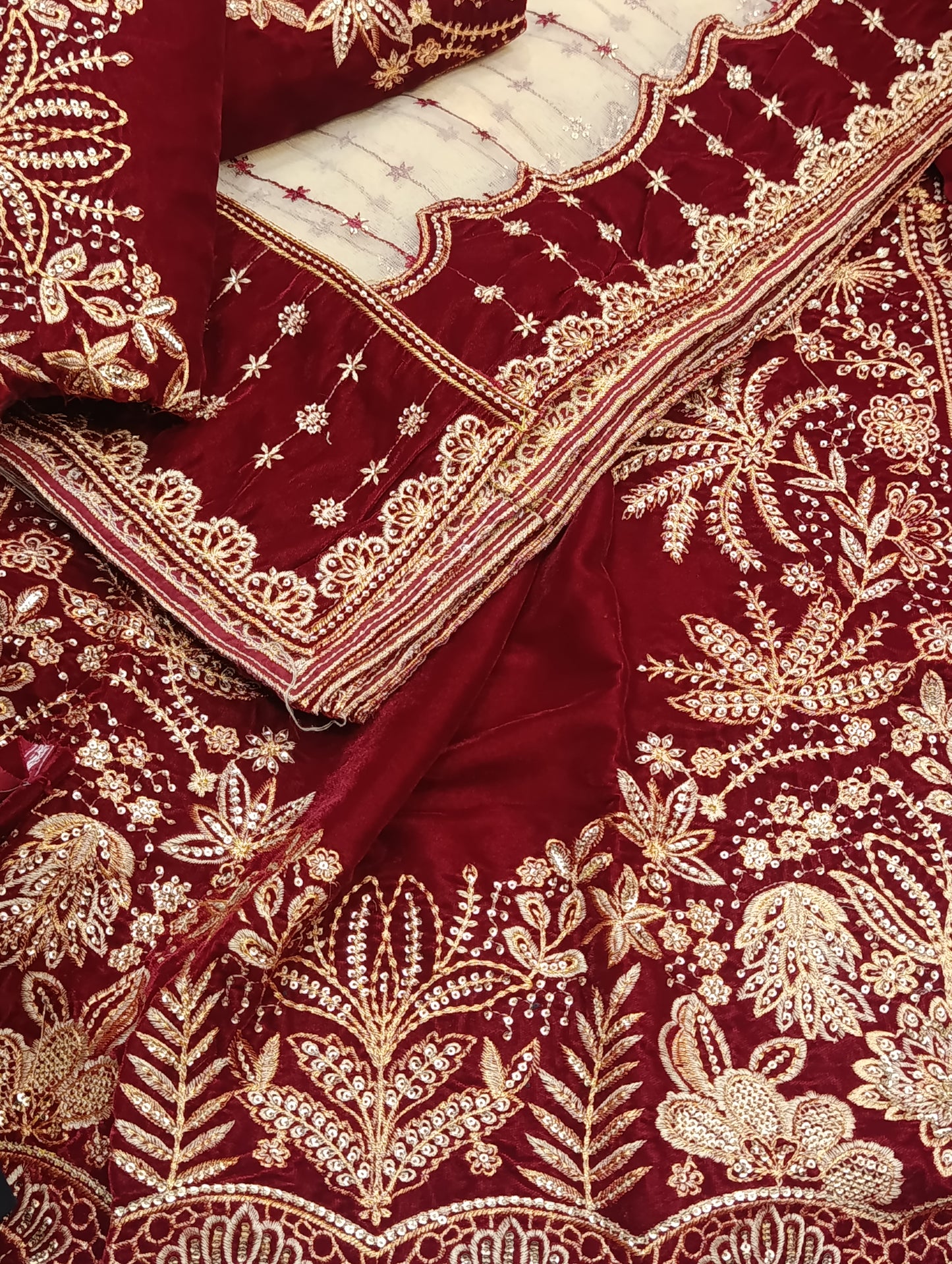 3pc maria b side chalk valvet maroon