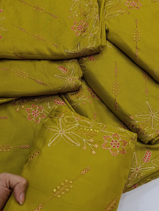2PC dhanak heavy embroidry 3 laari DHANI