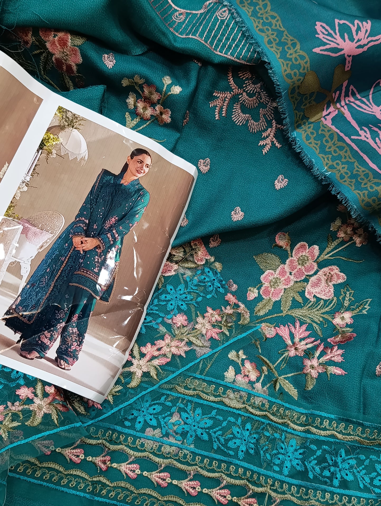 3pc dhanak sobia nazir sea green