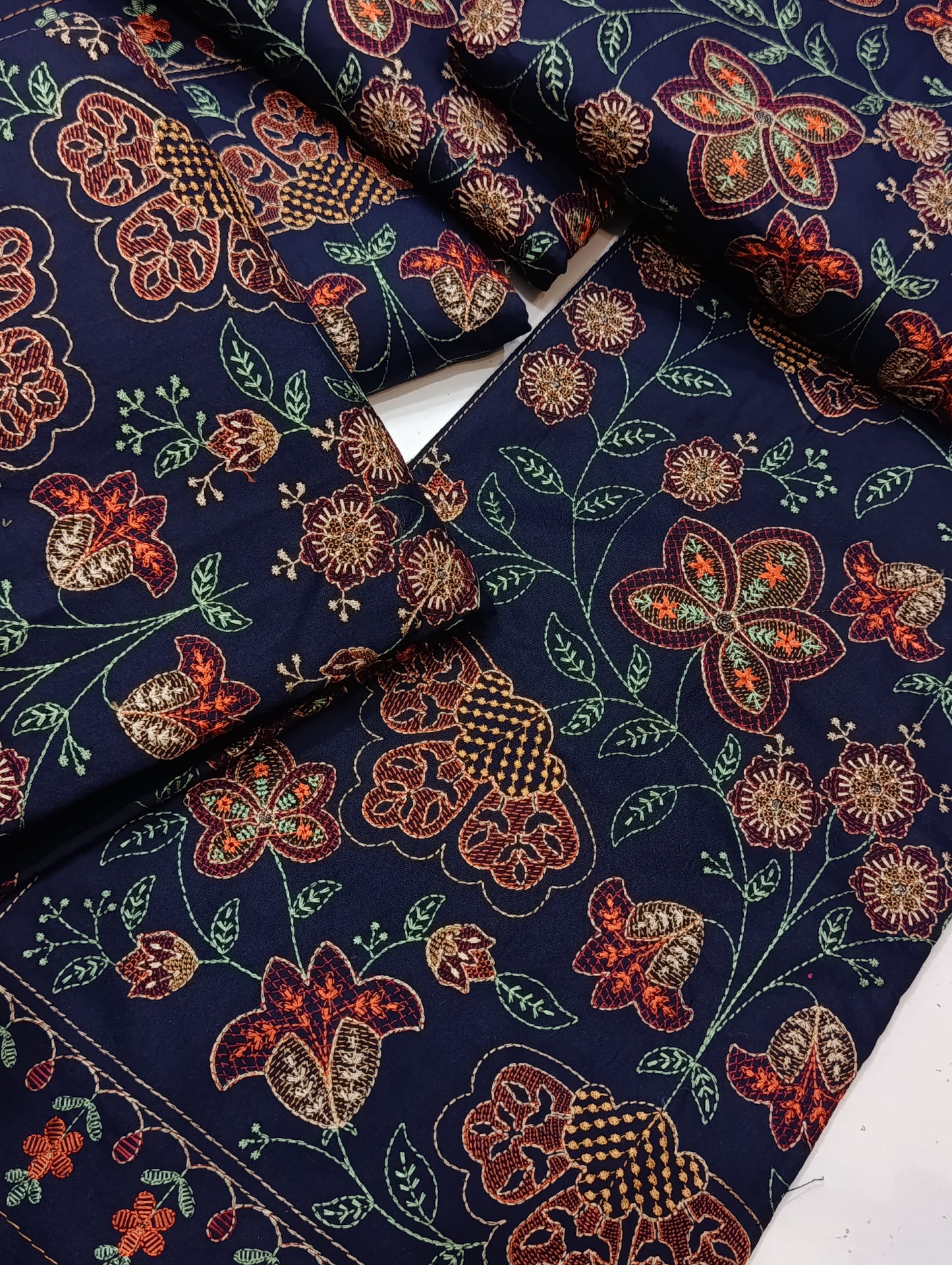 3pc dhanak bareeze navy blue fsd