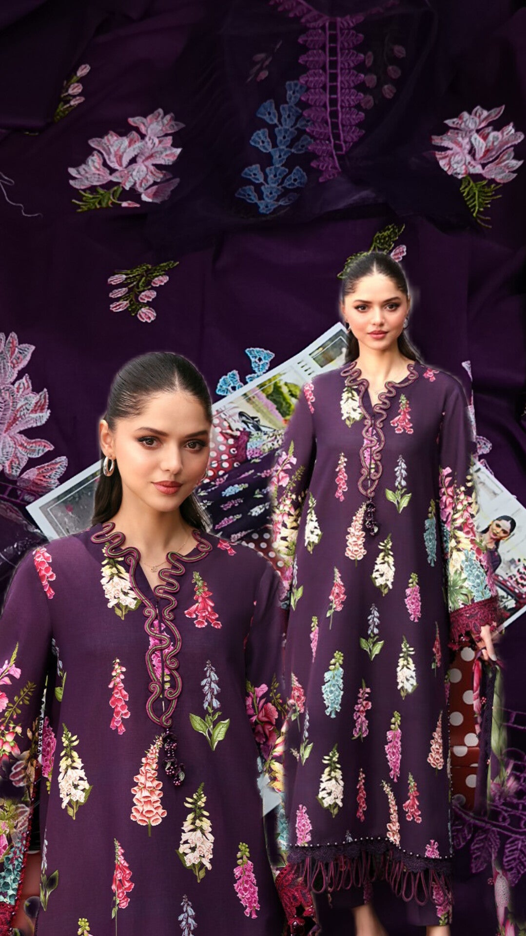 2pc angoori purple lawn