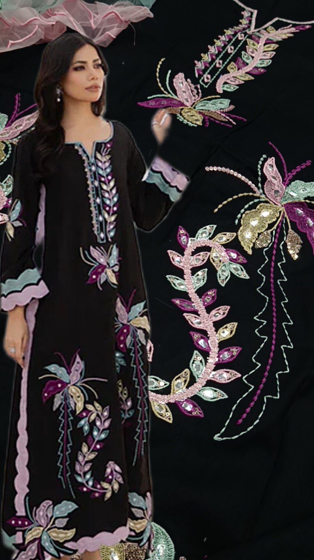2pc miraaj black lawn