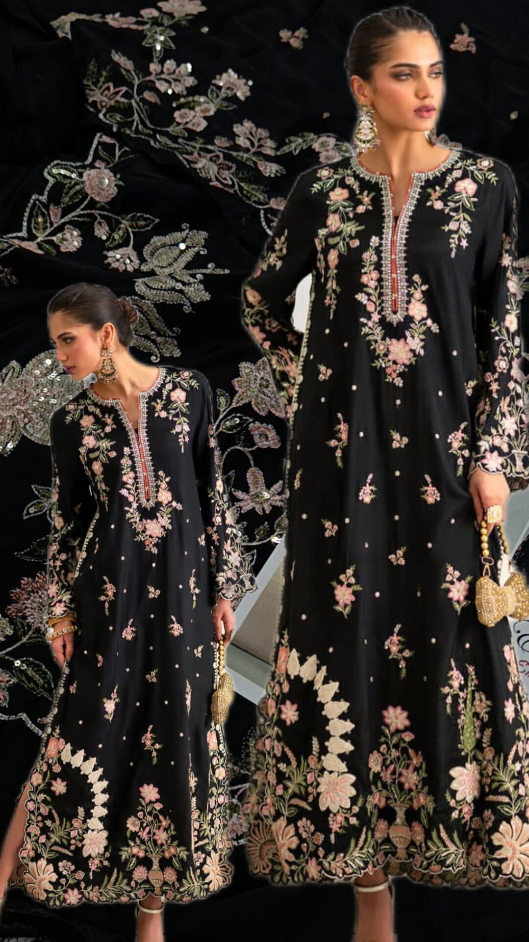 Silk 2pc black Meera silk