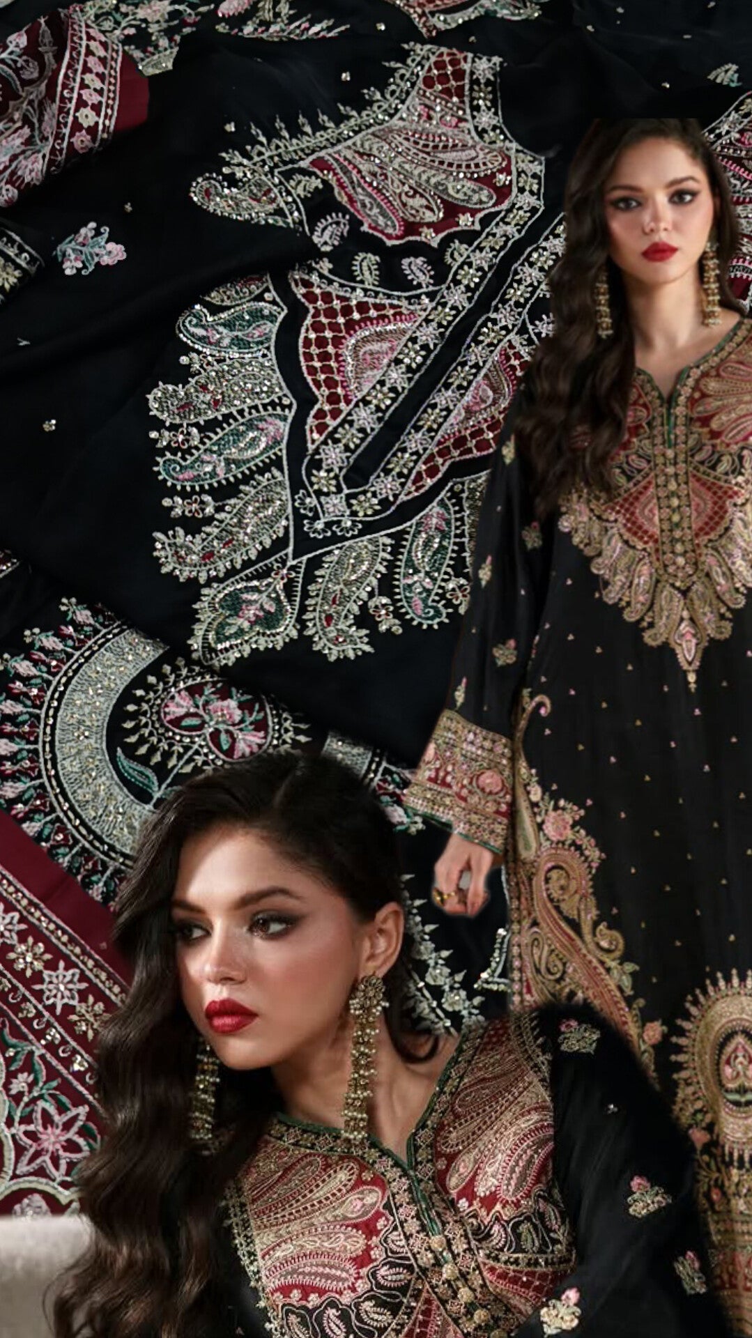Silk 3pc Nashmiya black silk