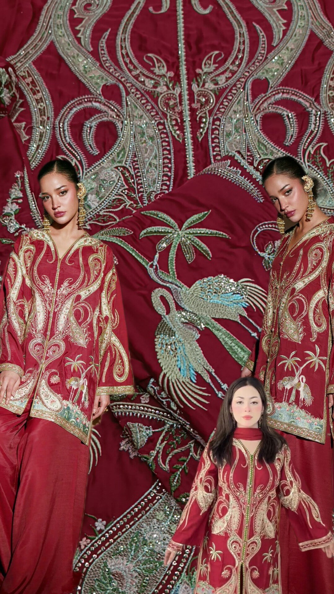 2pc shinwari maroon silk