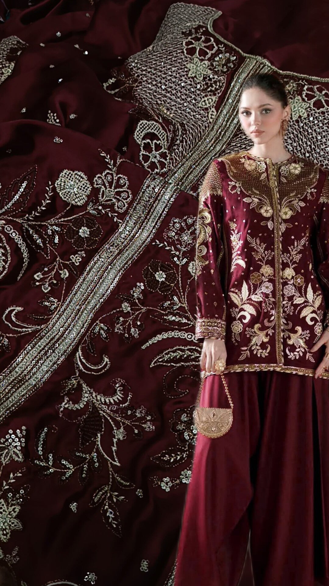 2pc flairsss dresss mehroon silk