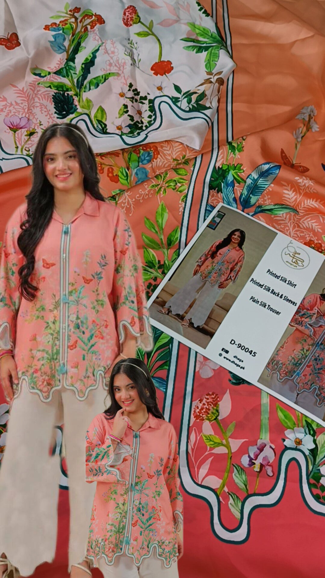 2pc peach Farhana silk