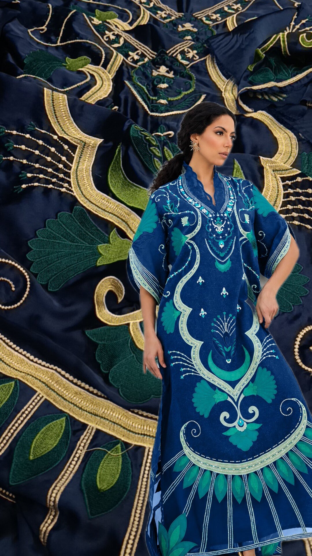 2pc navy blue Nadia farooqi silk