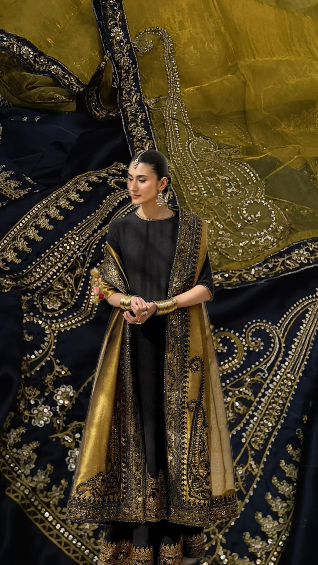 3pc dyot black silk Asim jofa