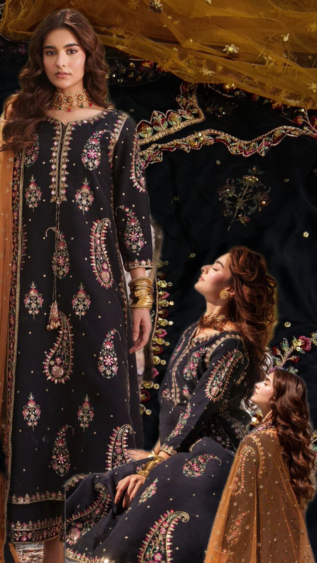 3pc black giga maal charisma silk