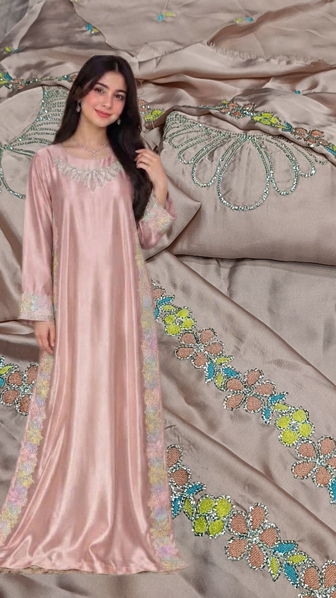 2pc tea pink minka silk