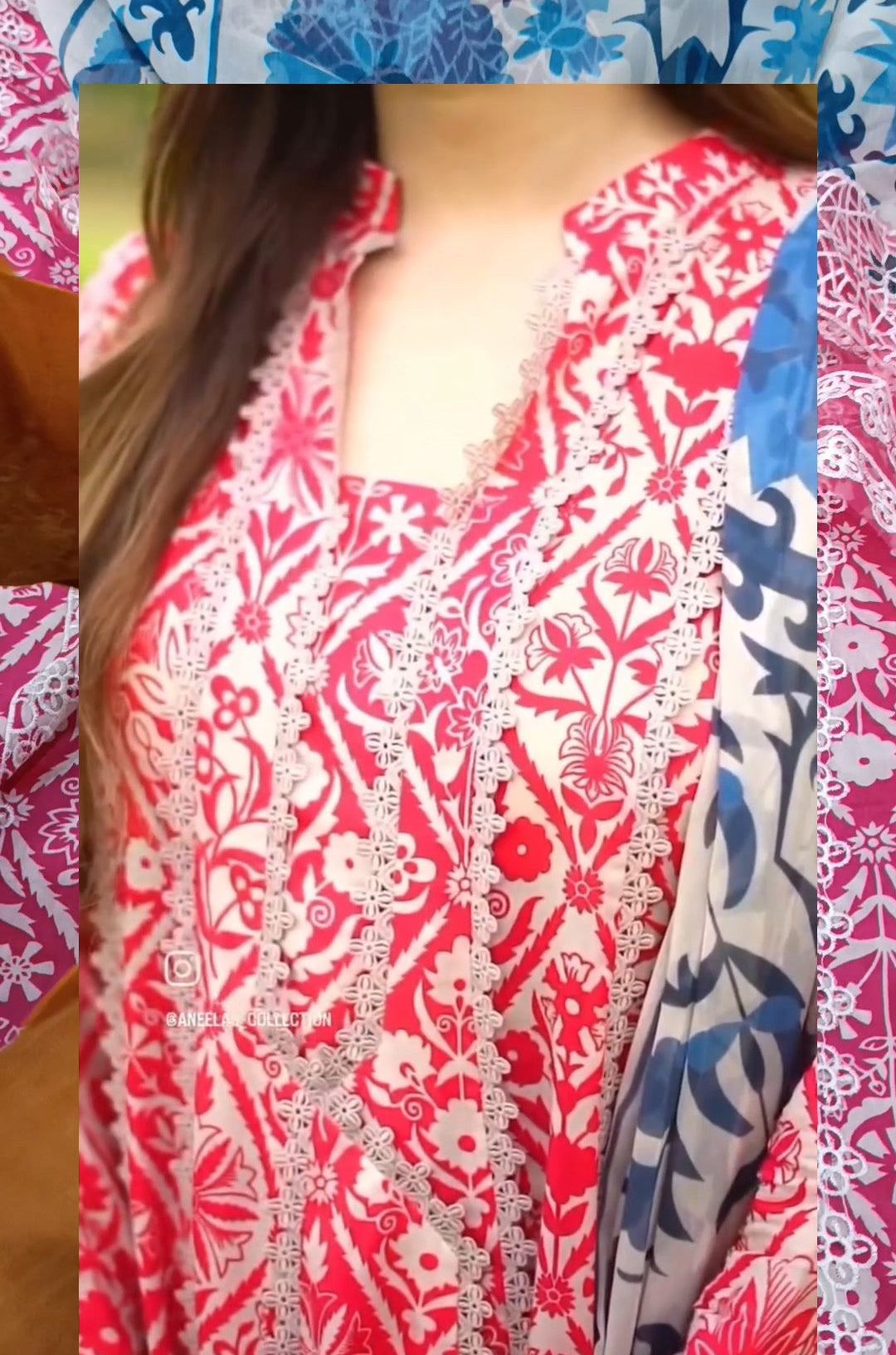 3pc Resham pink lawn