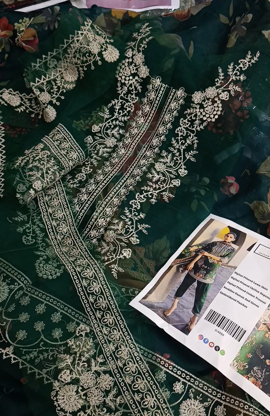 3pc Zainab chotani green lawn