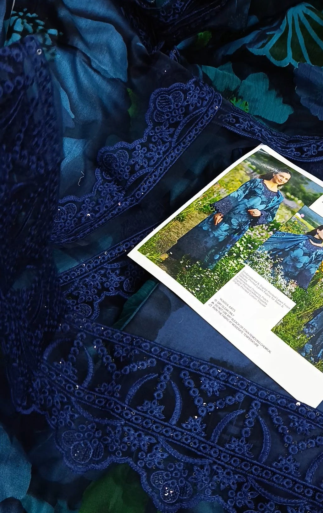 3pc baroque electric blue lawn