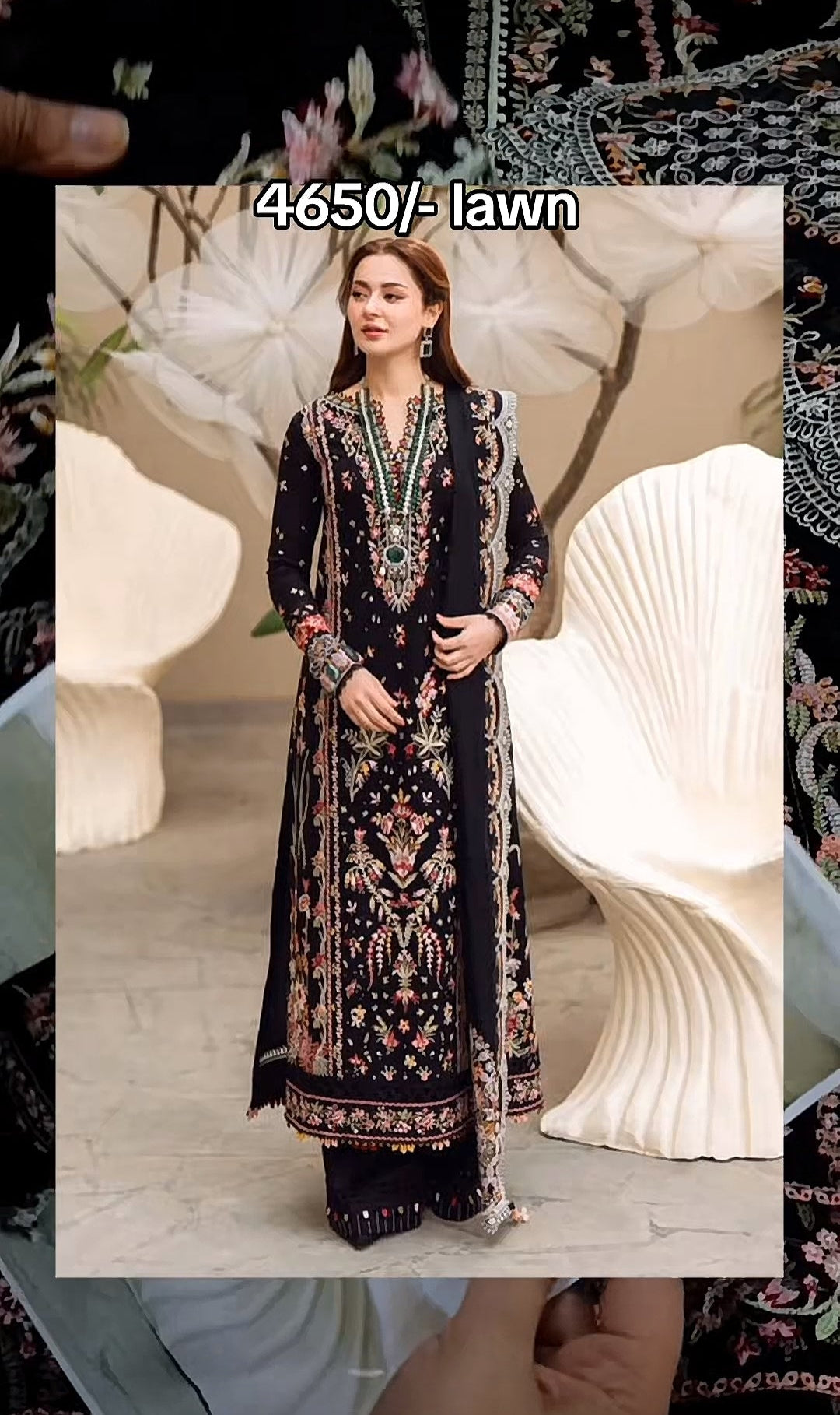 3pc hania black lawn