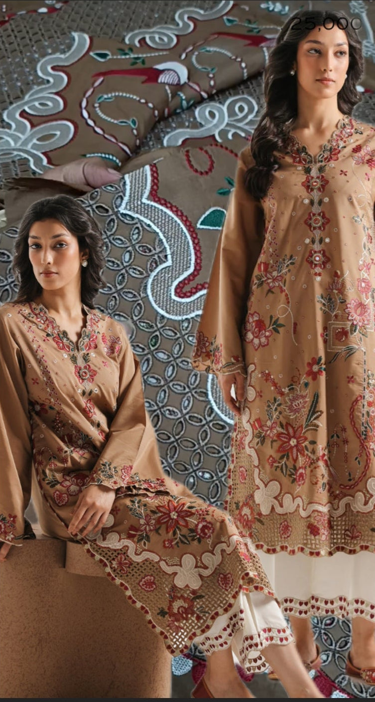 white christmas dresses 2pc Ethnic brown sugar lawn – raisacreationz.com