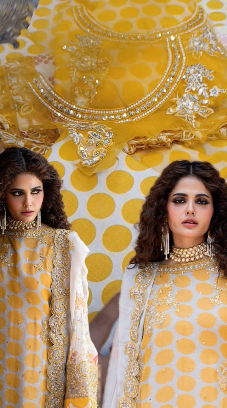 3pc mustard polka paam vasal khader