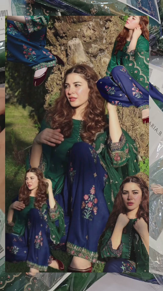 3pc silk Maria b naimal