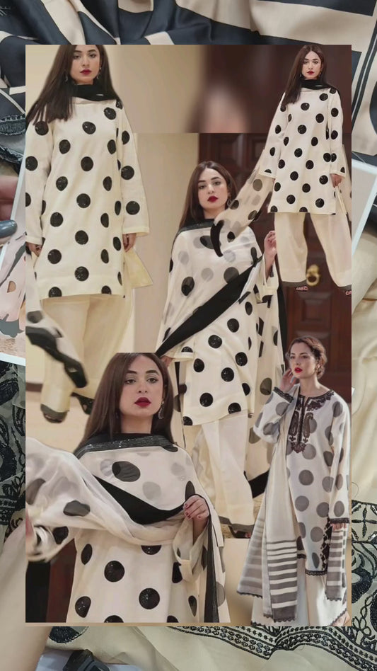 3pc Dhanak yumna polka