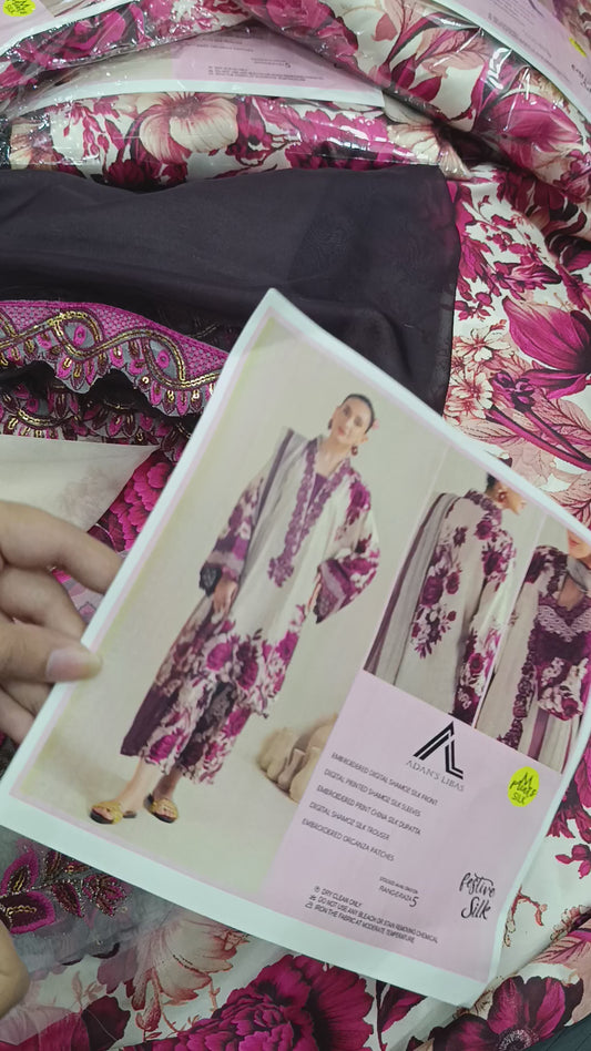3pc silk Adan pink