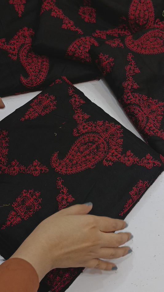 2pc dhanak Black red pan jaal 2pc