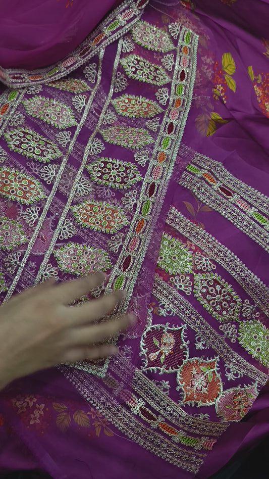3pc Sabyasachi silk shocking pink