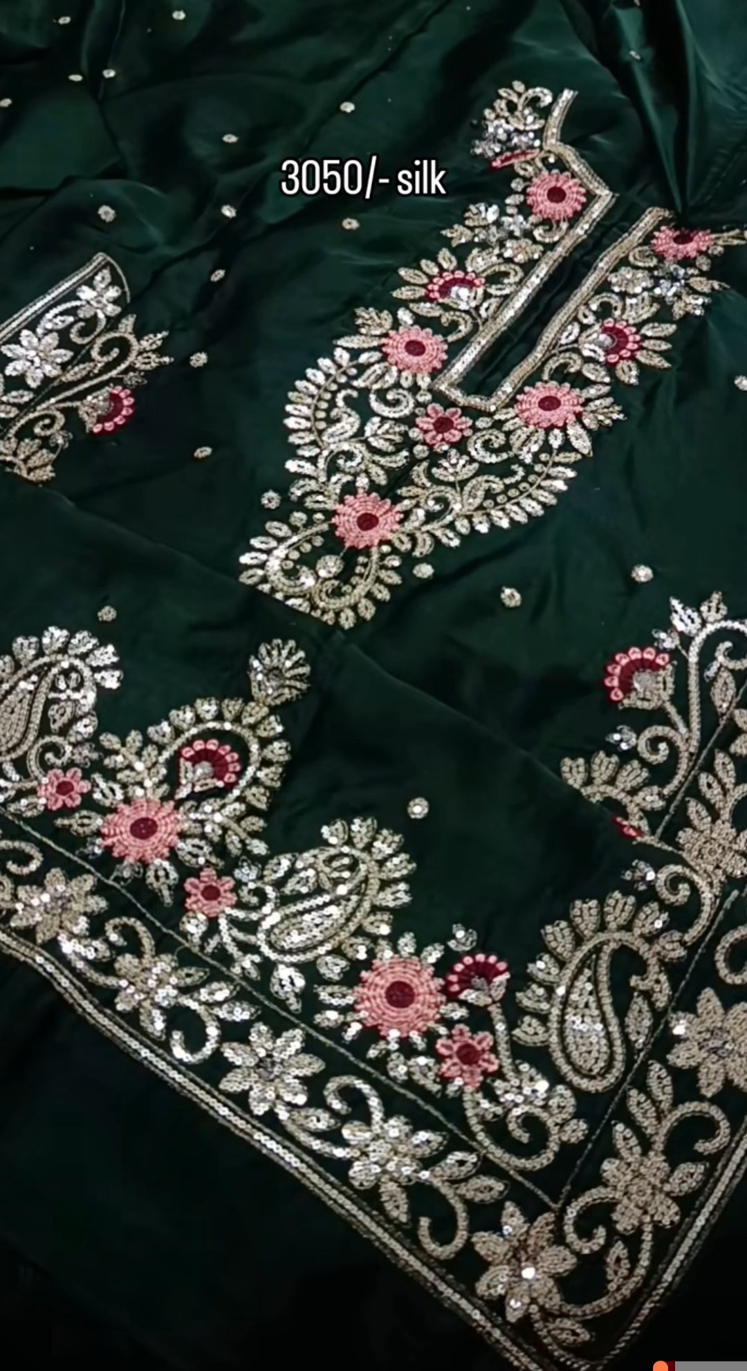 2pc Rosette green silk