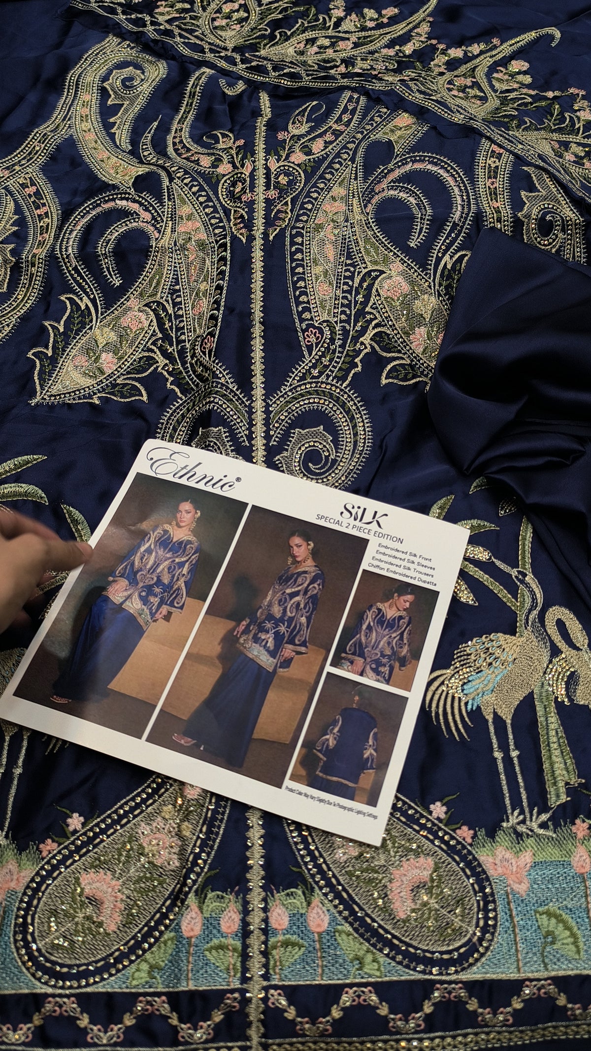 2pc shinwari blue silk