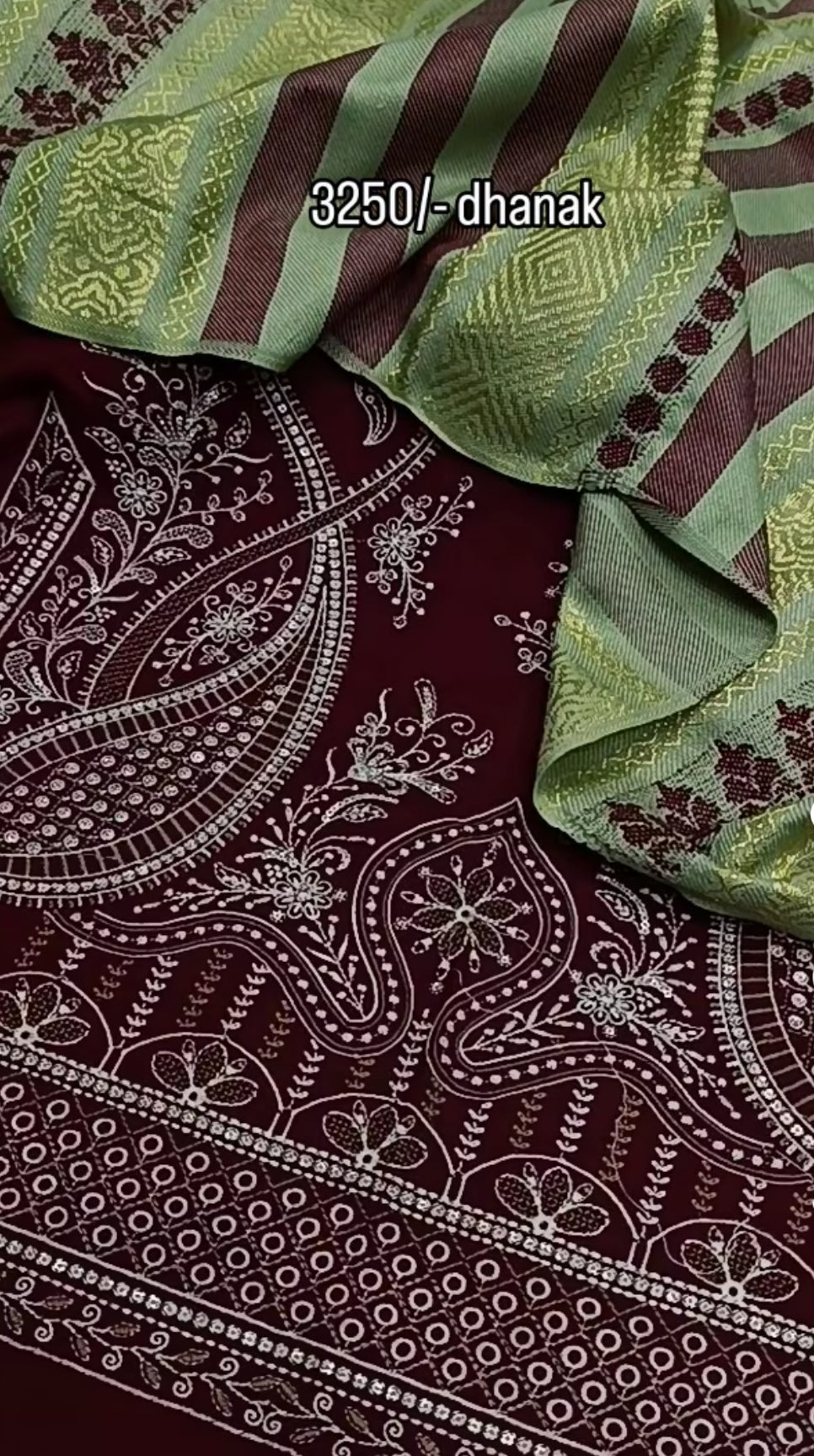 3pc qalaam mehroon dhankh